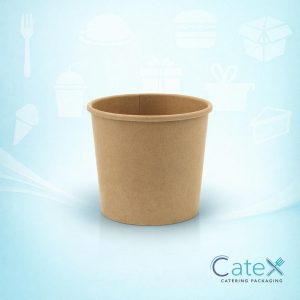 12oz (355ml) leaf design kraft paper soup cup with matching vented lid for takeaway