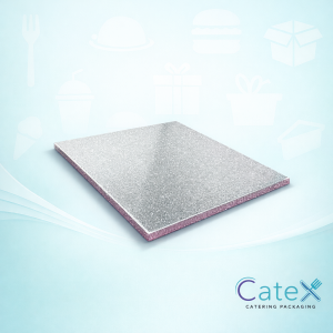 14 inch (356mm) square silver cake drum with 13mm thickness for heavy celebration cakes