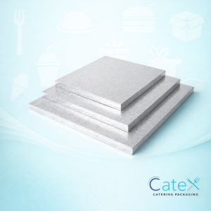 16 inch (406mm) square double thickness silver fern embossed cake board for heavy cakes