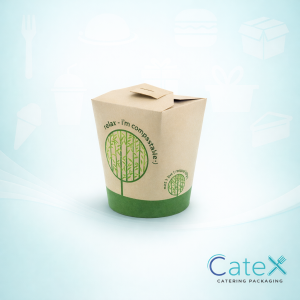 16oz round noodle box made from sustainable bamboo fiber with compostable lid