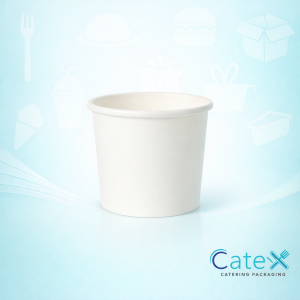 16oz white paper soup cups for hot food and cold desserts in a bulk pack of 500