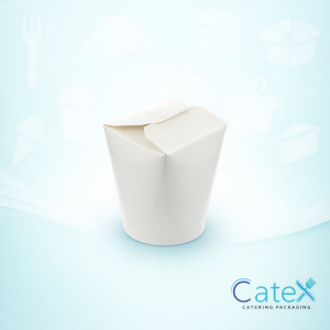 Standard 16oz white tub noodle boxes made from 320GSM paperboard for takeaway