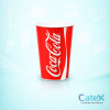 Stack of official 22oz Coca-Cola branded paper cold cups for fountain drinks