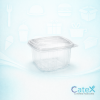Pack of 600 clear square plastic salad containers with 250cc capacity and hinged lids