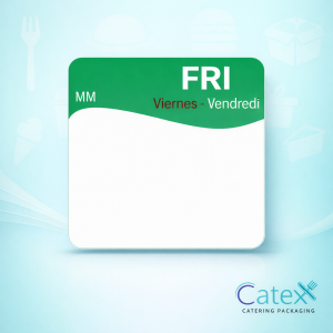 Roll of small 25mm removable day of the week square labels for kitchen food rotation