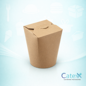 Large 26oz brown kraft noodle box with leakproof folding lock lid for takeaway meals