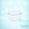 Pack of 900 clear square plastic salad containers with 500cc capacity and hinged lids