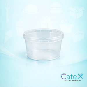 Pack of clear 500cc twisty hinged salad bowls for professional deli and takeaway food service