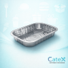 Rigid silver aluminium smoothwall container 220x150x34mm for ready meals and butcher displays