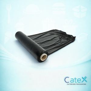 Strong black pallet wrap 18Mu thickness for secure warehouse shipping and pallet stabilization in Ireland