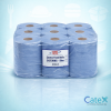 Case of 6 blue centrefeed rolls 2-ply embossed and laminated for commercial kitchen use