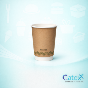 Brown kraft double wall cup Leafware insulated for hot coffee and tea takeaway in Ireland