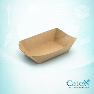 Natural brown kraft leaf food trays for serving chips and street food