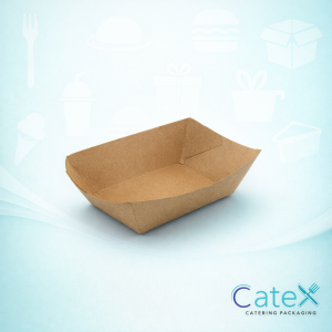 Natural brown kraft paper leaf-shaped chip trays for street food service