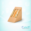 Bulk pack of 500 brown kraft paper sandwich wedges with clear viewing windows for deli display