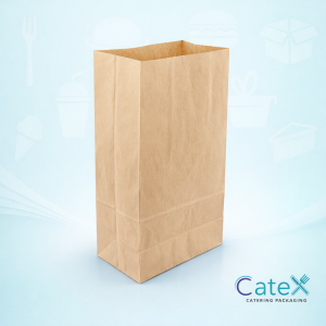 Large heavy-duty brown kraft paper SOS bag with block bottom for takeaway and retail