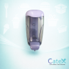White wall-mounted bulk fill soap dispenser with 0.8L capacity and viewing window for commercial washrooms in Ireland