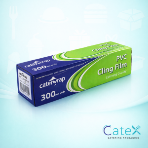 Caterwrap 300m catering cling film in a professional cutter box pack of 6
