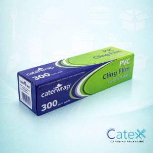 Caterwrap professional catering cling film in a 300mm wide cutter box for commercial kitchen use in Ireland