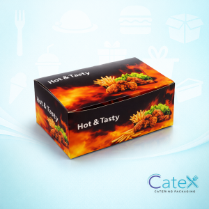 Traditional printed chipper snack box made from 350 GSM kraft paper for Irish takeaways