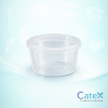 Clear plastic ring lock container lid with tamper-evident security seal for food production