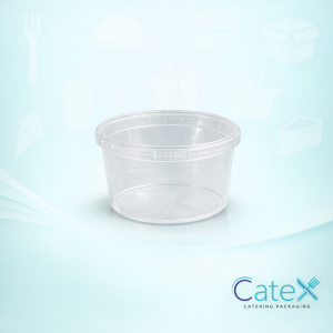 Pack of 240 clear plastic ring lock lids with tamper-evident security tabs for 770ml containers