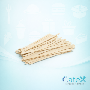Bulk pack of compostable wooden coffee and tea stirrers for eco-friendly catering