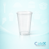 Stack of clear disposable 570ml plastic pint glasses for beer and cider