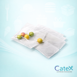 Professional duplex paper and film bag with white paper back and clear window front for bakery display