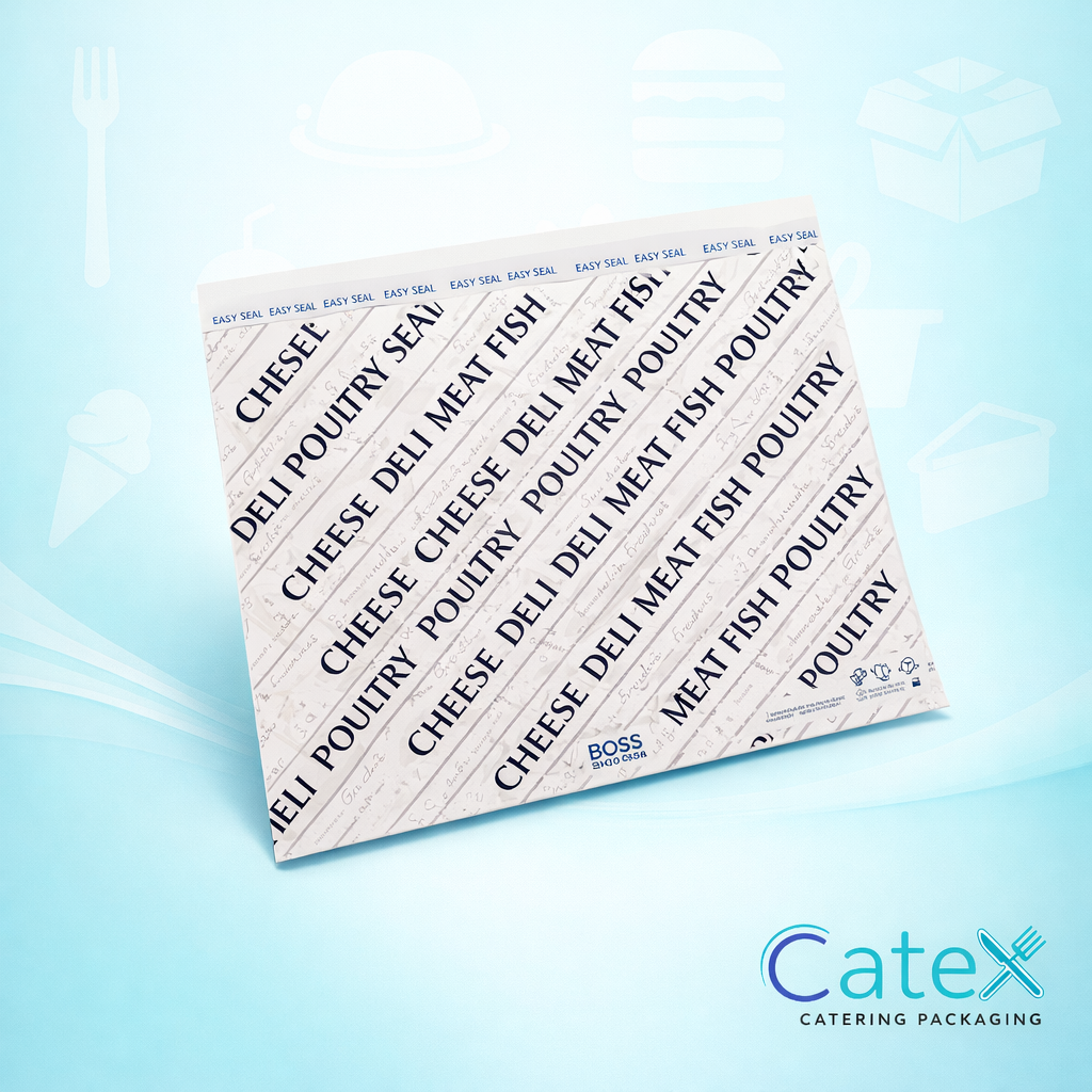 Pack of 1000 printed easy seal deli food bags 250 x 290mm for leak-proof packaging in Ireland
