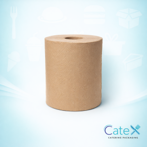 Eco natural kraft centrefeed roll made from recycled unbleached paper for sustainable cleaning in Ireland