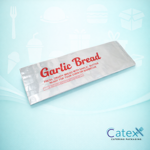 Bulk 250 pack of printed foil-lined insulated baguette bags for hot garlic bread takeaway
