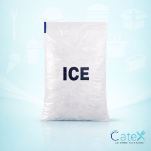Pack of 200 clear heavy duty LDPE ice bags for commercial and retail use
