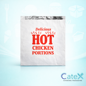 Foil lined hot food bags for chicken portions and deli items with thermal insulation for Irish takeaway businesses