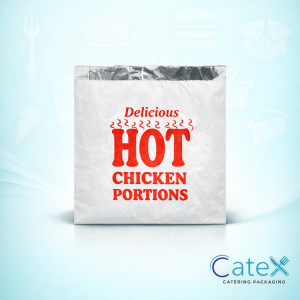 Foil lined hot food bags for chicken portions and rotisserie deli service