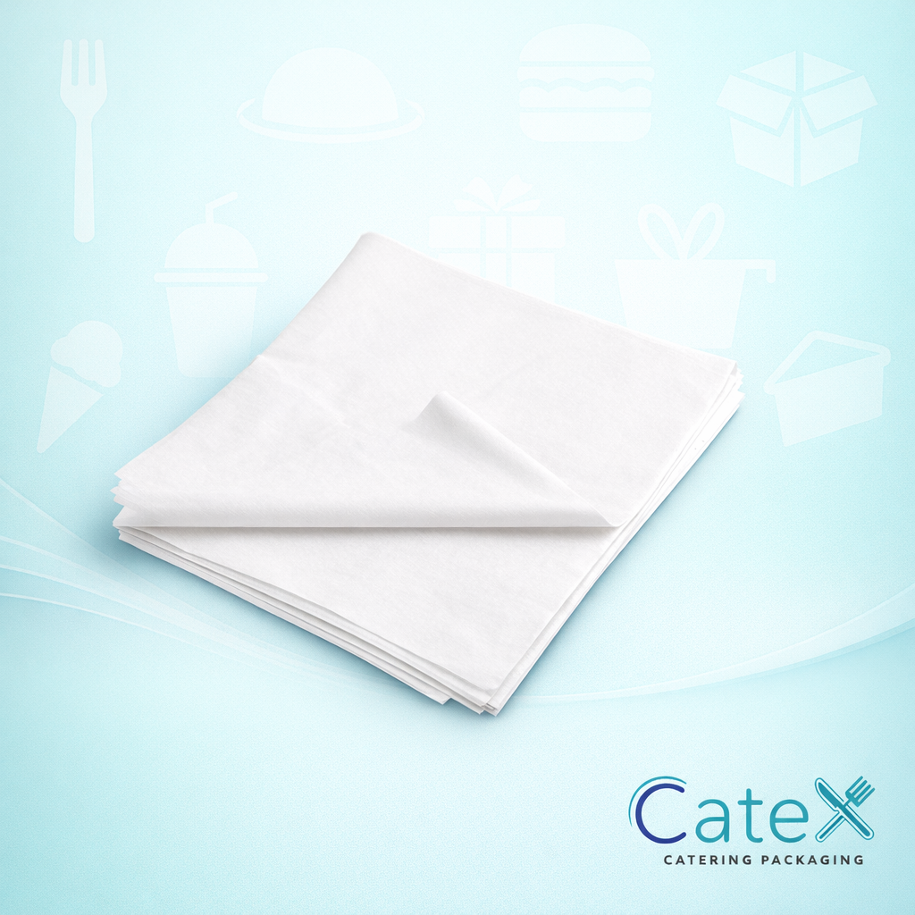 Large ream of 480 heavy-duty white imitation greaseproof paper sheets 18 x 28 inch 32GSM for Irish catering