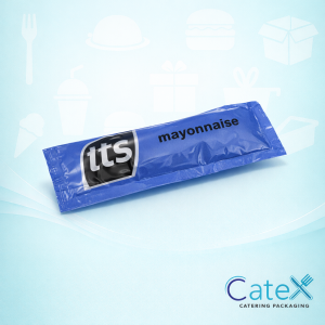 Bulk pack of 200 individual ITs branded mayonnaise sachets for catering and takeaway