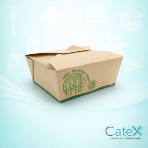 Leaf Bamboo compostable food box with folding lock lid for eco-friendly takeaway