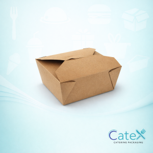 Leak-proof brown kraft food boxes with secure folding lock lid for takeaway pasta and noodles