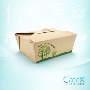 A stack of Leafware compostable bamboo residue food boxes for a Dublin deli