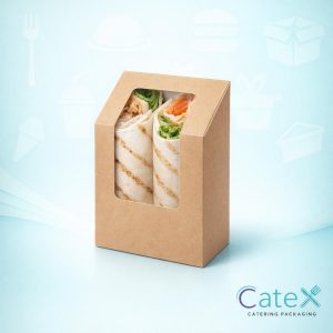 Bulk pack of 500 Leafware heat-sealable brown kraft tortilla wrap packs with clear windows
