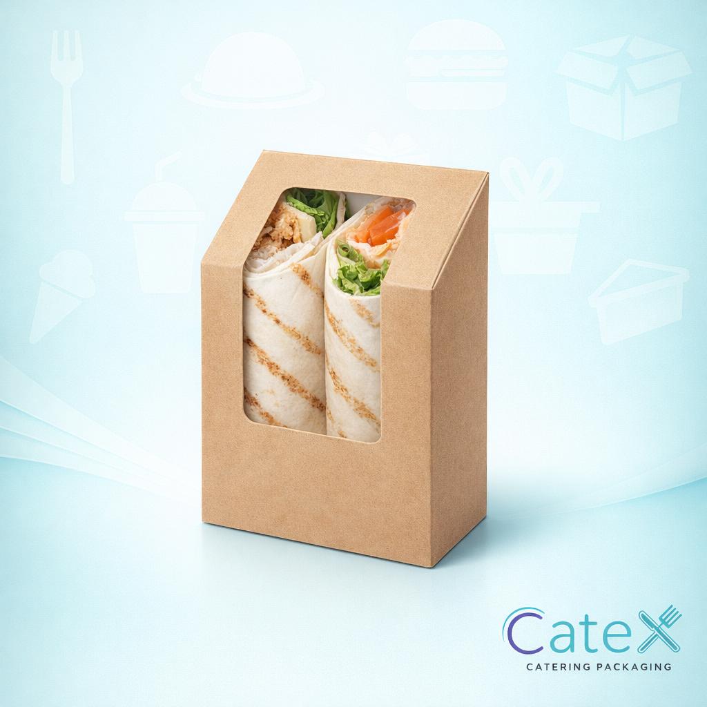 Bulk pack of 500 Leafware heat-sealable brown kraft tortilla wrap packs with clear windows