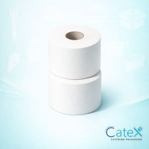 Case of 12 mini jumbo toilet rolls 2-ply soft embossed for commercial dispensers