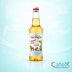 1 Litre professional bottle of Monin Sugar Free Hazelnut Syrup with toasted nutty flavour for Ireland