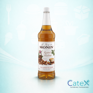 1 Litre bottle of Monin Hazelnut Syrup for professional coffee and cocktail use