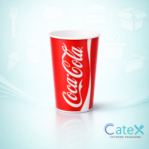 Official Coca-Cola branded red paper cold cups for sodas and chilled beverages