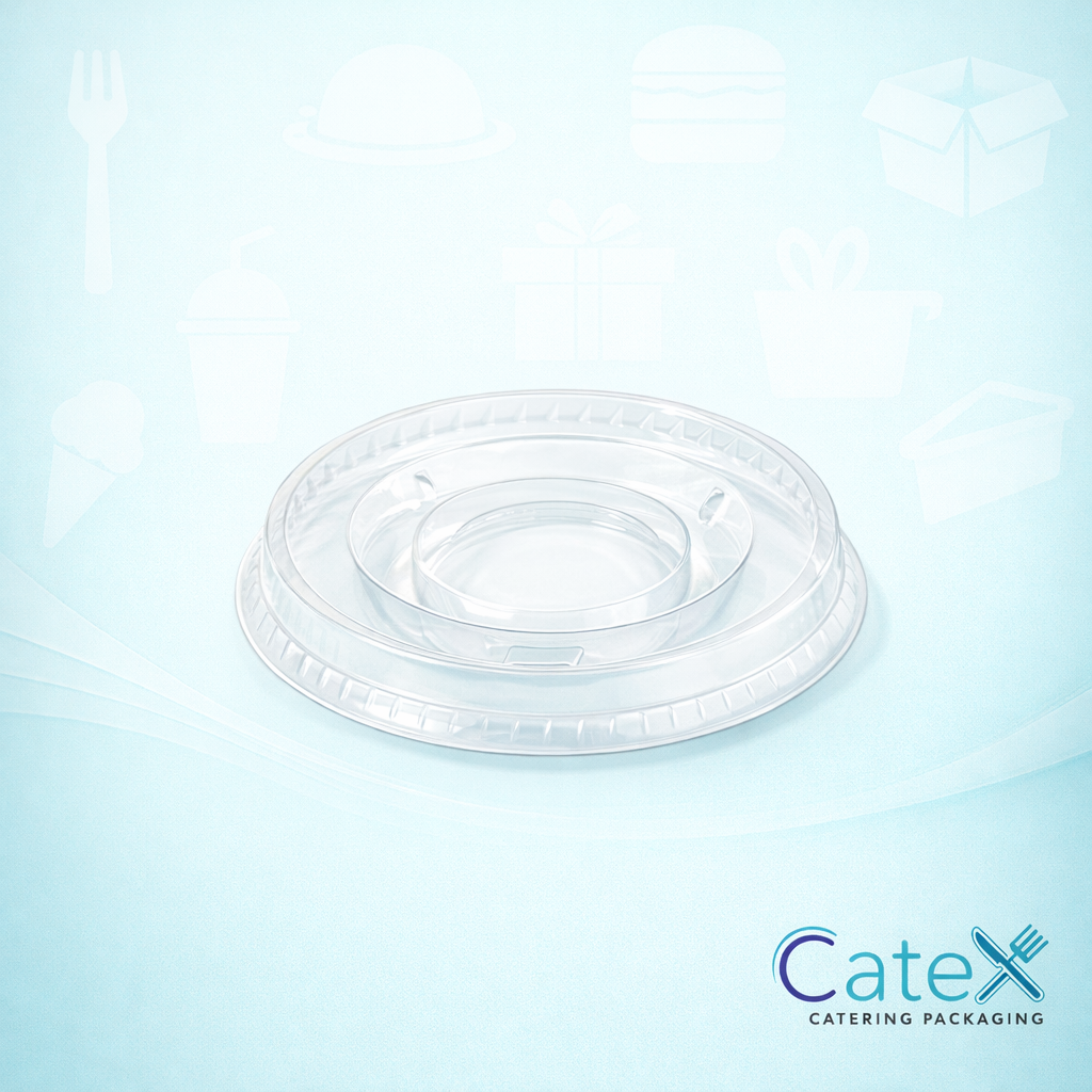 Clear plastic Olympia portion cup pot lids for 1oz and 2oz sauce pots in the Irish catering and takeaway market