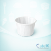 White pleated paper souffle cups for sauce portions and medical pill dispensing in the Irish catering market