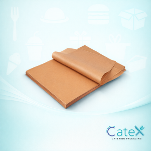 Large plain brown pure greaseproof paper sheets for artisan food wrapping in the Irish catering market
