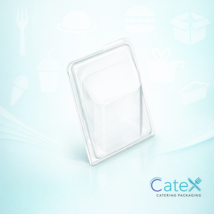 Clear plastic hinged tortilla and wrap container 321mm x 110mm x 47mm for deli food display